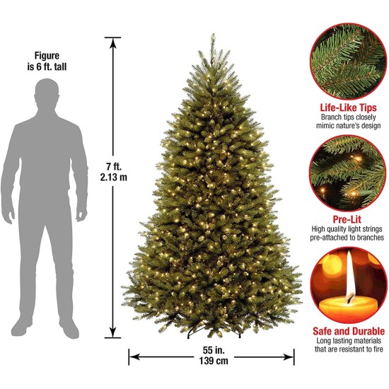 National Tree 7′ Dunhill Fir Hinged Tree with 700 Clear Lights