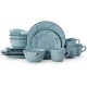  Trellis Coastal 16-Piece Dinnerware Set Teal