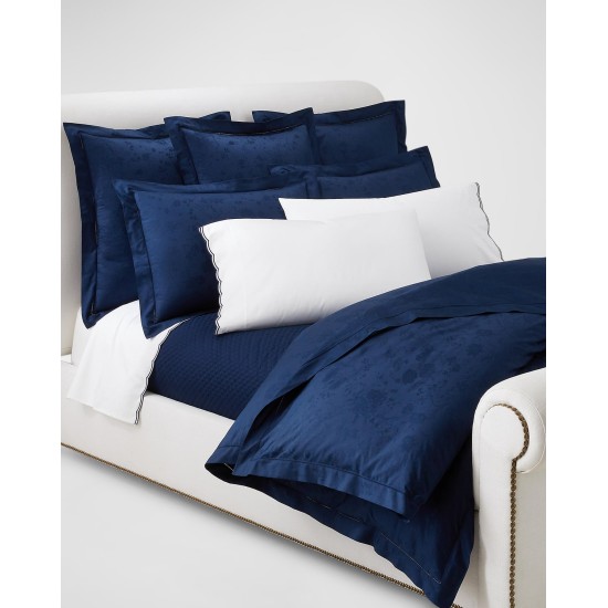  Bethany Jacquard Organic Cotton Standard Pillowcase, Navy