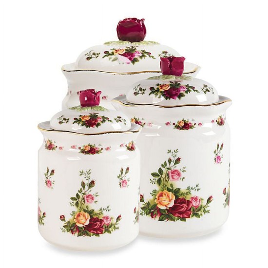  Old Country Roses Canisters, Set of 3