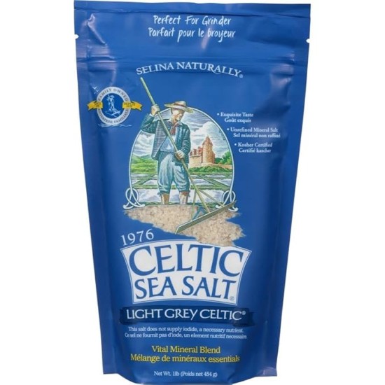 Celtic Sea Salt,  Light Grey Celtic Sea Salt Resealable Bag, 1 Lb