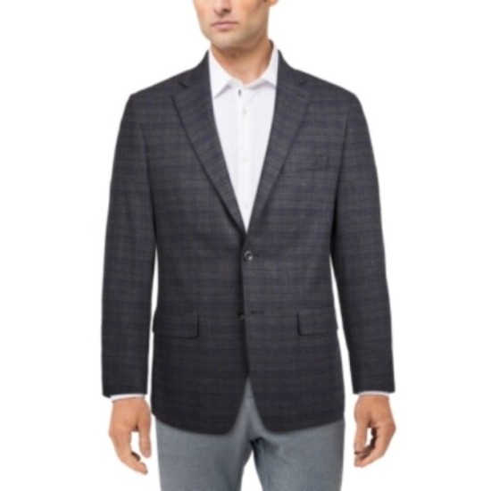  Mens Kelson Plaid Modern Fit Two-Button Blazer, 48 Long