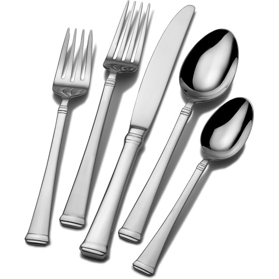 , Alyse Flatware Service for 12, 65 Piece Set, 18/10 Stainless Steel, Silverware Set with Serving Utensils (New)