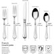 , French Countryside Flatware Service for 12, 65 Piece Set, 18/10 Stainless Steel, Silverware Set with Serving Utensils