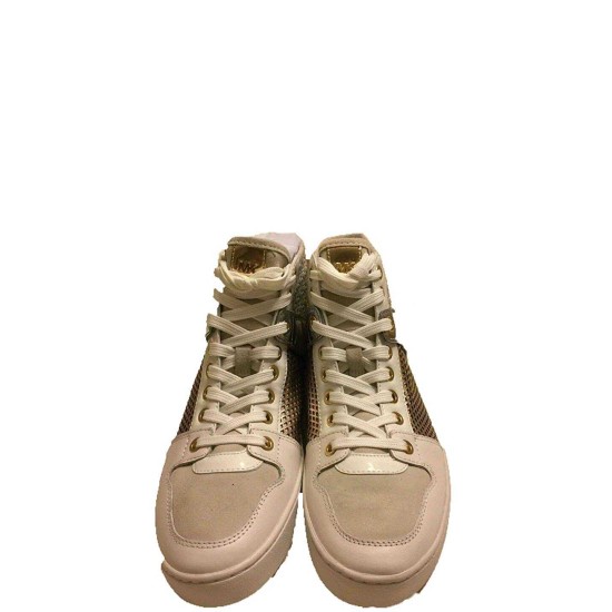  Matty High-Top Metallic Leather Sneaker (Beige, 8.5 / 39M)