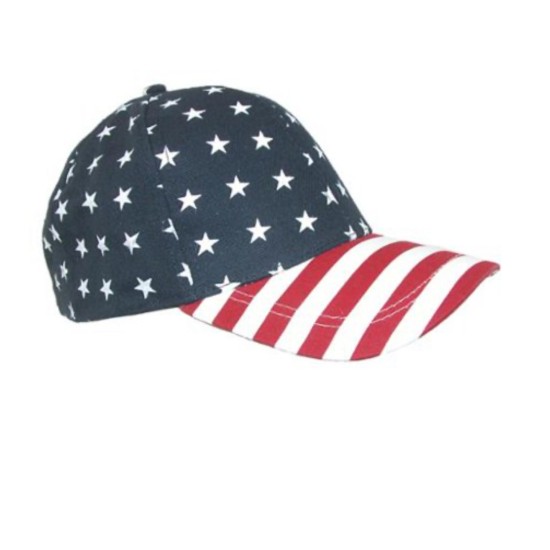 David & Young Cotton American Flag Stars and Stripes Baseball Cap, Dark Blue