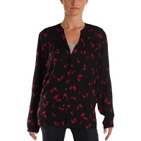 40ur Dreamers Womens X-Small Bishop Sleeves Floral Print Top, Blacks