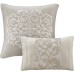  Ramsey California King Embroidered 8 Piece Comforter Set, Beige