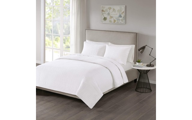  Trace Full/Queen 3pc Reversible Coverlet Set, White