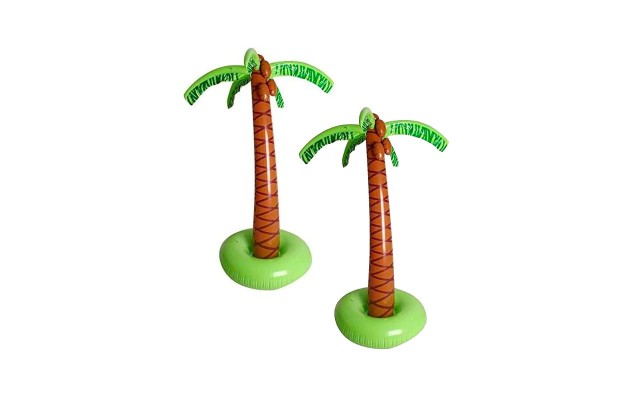 5.5 ft/66″ Large Inflatable Palm Tree for Poolside Decor, Decoration for Tropical, Hawaiian and Aloha Themed Birthday and Poolside Parties, Luau Pool Side Party Decorations – 2 Pack