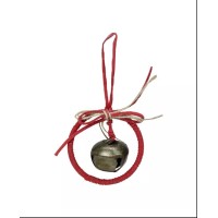 5.5″ Red Wreath with Bow and Jingle Bell Christmas Ornament