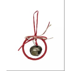 5.5″ Red Wreath with Bow and Jingle Bell Christmas Ornament