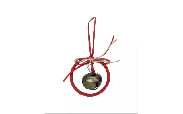 5.5″ Red Wreath with Bow and Jingle Bell Christmas Ornament