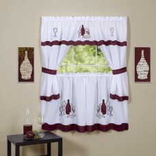 Achim Cabernet Embellished Window Curtain Cottage Set 58 x 36 Burgundy