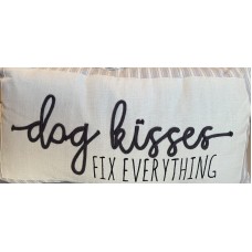 Adopt Me “Dog Kisses Fix Everything Embroidered Lumbar Accent Pillow, 14 X 24, Gray/Creme