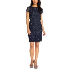 Adrianna Papell Embellished Overlay Dress, Midnight, 2