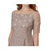  Womens Beaded Off-The-Shoulder Top, Light Beige/8