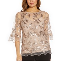 Adrianna Papell Womens Bell Sleeve Top, Beige/12