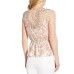  Womens Petite Floral Embroidered Peplum Blouse, Light Pink/10P