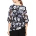  Women’s Asymmetrical Triple-Tiered Top, Black/Purple, Small