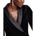  Women’s Satin-Collar Velvet Peplum Top, Black, Medium