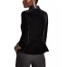  Women’s Satin-Collar Velvet Peplum Top, Black, Medium