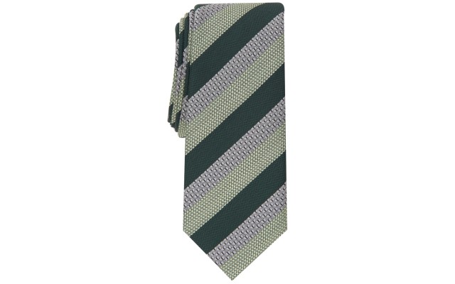  HUNTER Men’s Sanchez Stripe Textured Slim Silk Blend Tie, Green