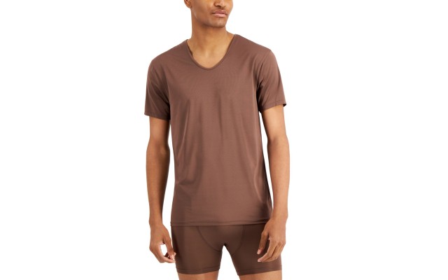  Men’s Air Mesh V-Neck Undershirt, Saddle, Small