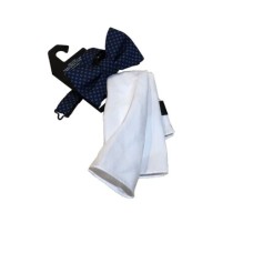 Alfani Mens Blue Small Plaid Bow Tie Pocket Square Set