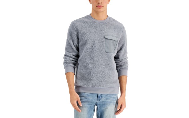  Men’s Fleece Sweatshirt, Grey, X-Large