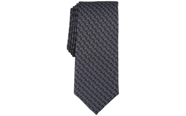  Men’s Geo-Print Tie, Charcoal