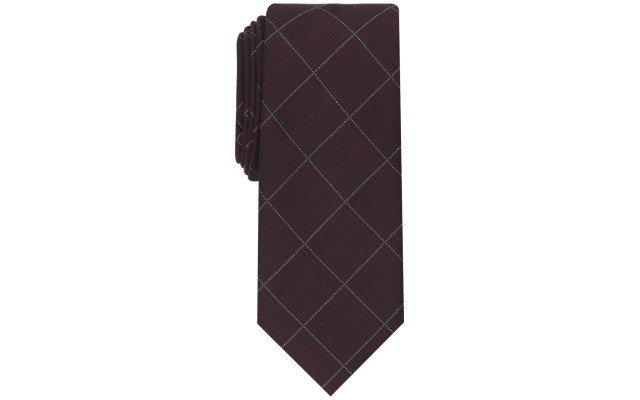  Men’s Gering Plaid Tie, Burgundy