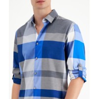 Alfani Men’s Large Plaid Utility Shirt, Blue, XX-Large