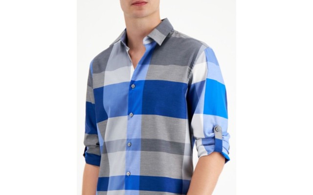 Alfani Men’s Large Plaid Utility Shirt, Blue, XX-Large