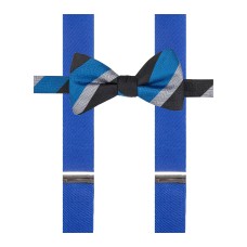 Alfani Men’s Mars Stripe Bow Tie & Suspender Set, Blue