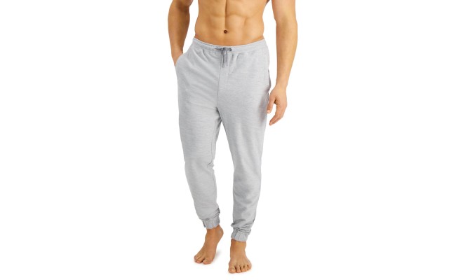  Mens Moisture-Wicking Pajama Joggers, Light Gray, Large