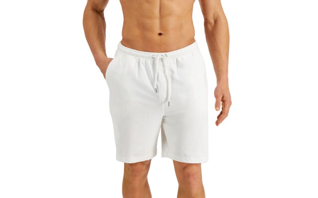  Mens Moisture-Wicking Pajama Shorts, White, Medium