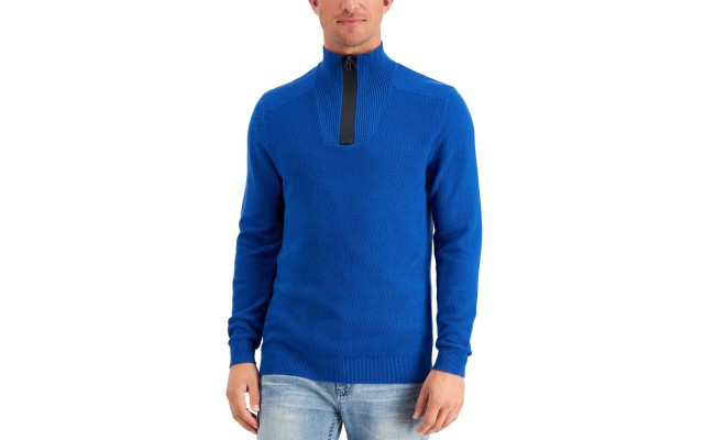  Mens Quarter-Zip Sweaters, Navy, Small