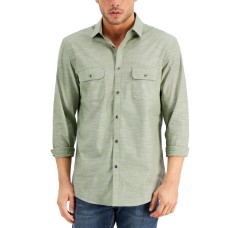 Alfani Men’s Regular-Fit Solid Shirt, Olivine, Small