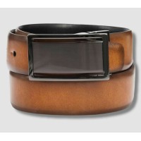 ALFANI Men’s Reversible Cut-Out Plaque Belt, Tan/Black