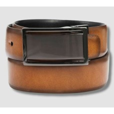 ALFANI Men’s Reversible Cut-Out Plaque Belt, Tan/Black
