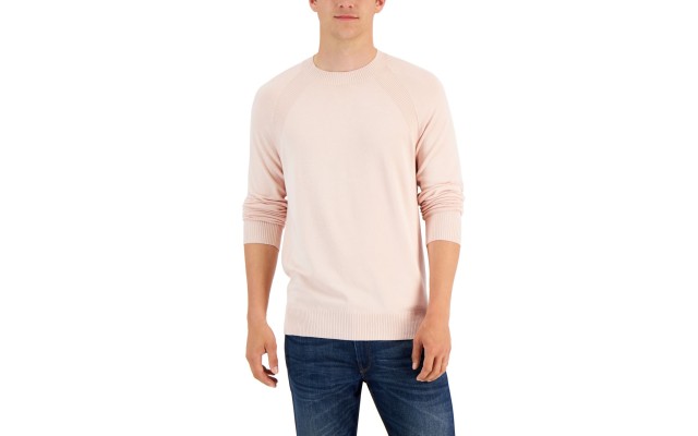  Men’s Ribbed Raglan Sweater, Polished Nude, Medium