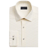 Alfani Men’s Slim Fit 2-Way Stretch Performance Dress Shirt, Yellow/White, X-Large 17/17.5 – 36/37