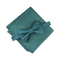 Alfani Men’s Solid Texture Pocket Square and Bowtie, Hunter