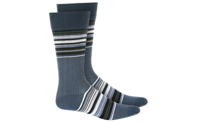  Mens Striped Dress Socks, Gray, 10-13