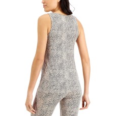Alfani Women s Animal Print V Neck Ultra Soft Modal Tank Top, Brown, X-Small