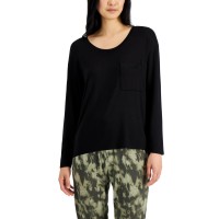 Alfani Women’s Long-Sleeve Jersey Sleep Top, Black, XX-Large