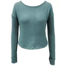 Alfani Women’s Long-sleeve Knit Sleep Top, Teal, X-Small