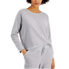 Alfani Womens Sherpa Pajama Top, Grey, Small