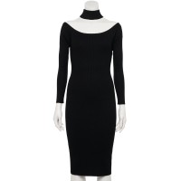 ALMOST FAMOUS Womens Black Cold Shoulder Ribbed Long Sleeve Mock Neck Midi Cocktail Sweater Dress Juniors XL